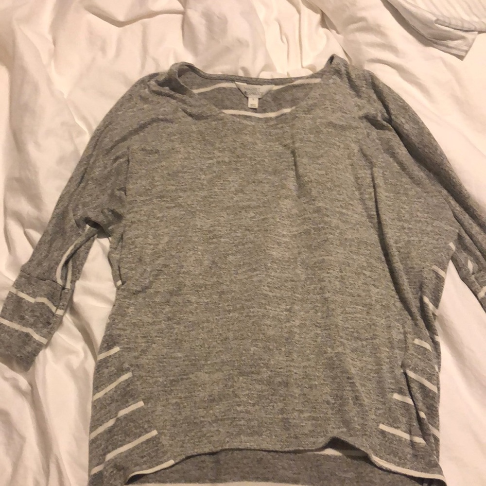 Gray and white striped top